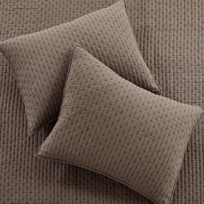 Beautiful Cross Stitch 100% Cotton Quilt Set - Cocoa