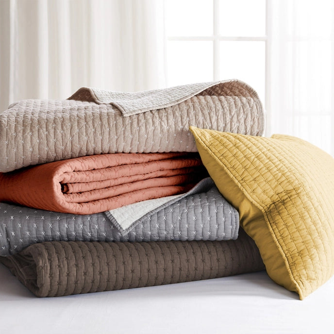 Beautiful Cross Stitch 100% Cotton Quilt Set - Cocoa