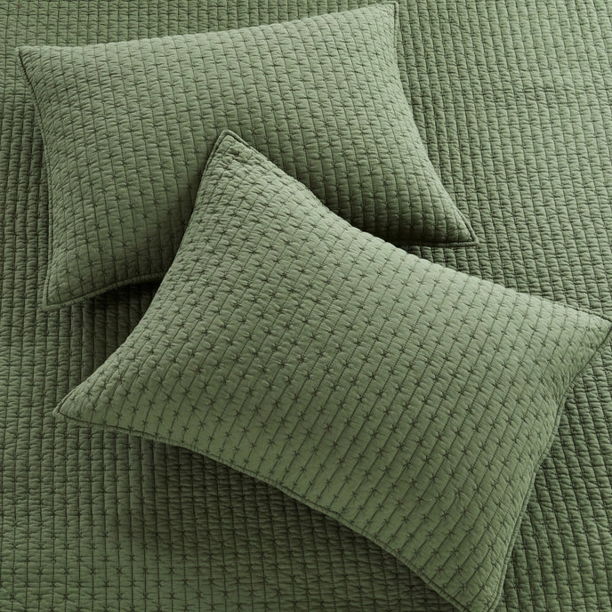 Cross Stitch 100% Cotton Quilt Set - Forest Green - Christmas Quilt