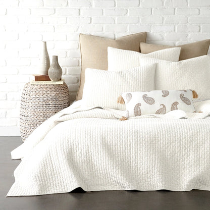 Beautiful Cross Stitch 100% Cotton Quilt Set - Cream