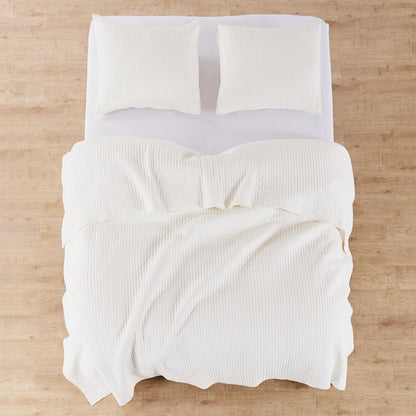 Beautiful Cross Stitch 100% Cotton Quilt Set - Cream