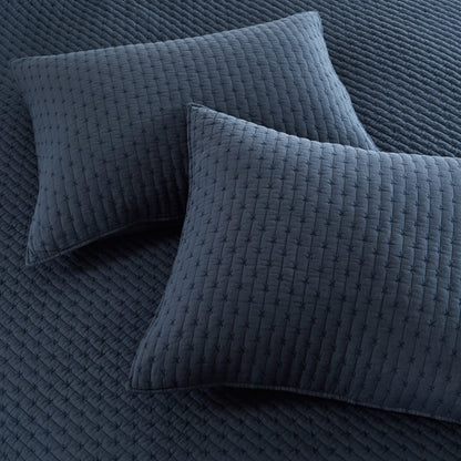 Nautical Cross Stitch 100% Cotton Quilt Set - Navy Blue