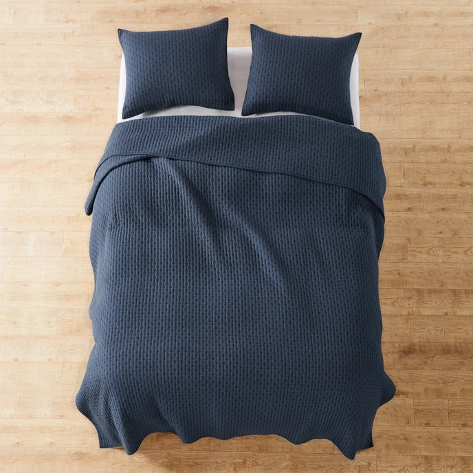Nautical Cross Stitch 100% Cotton Quilt Set - Navy Blue