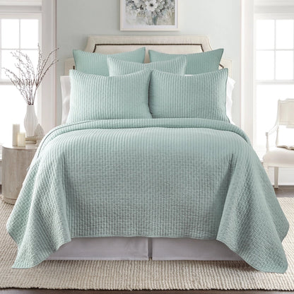 Beautiful Coastal Cross Stitch 100% Cotton Quilt Set - Spa