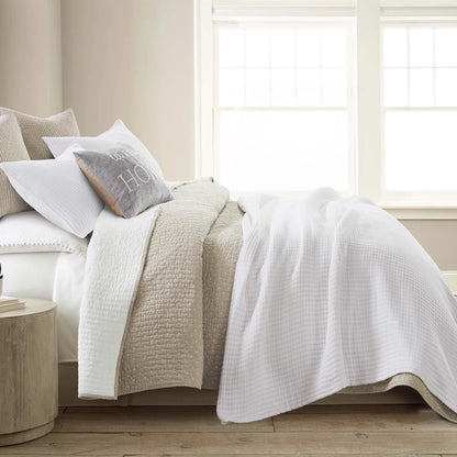 Beautiful Cross Stitch 100% Cotton Quilt Set - Taupe