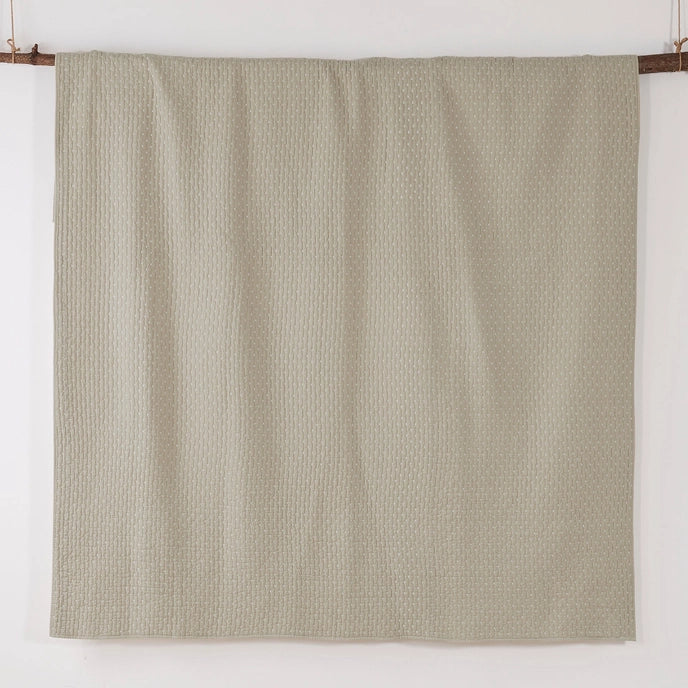 Beautiful Cross Stitch 100% Cotton Quilt Set - Taupe