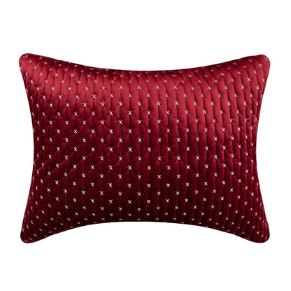 Cross Stitch 100% Cotton Quilt Set - Velvet Red Christmas Quilts