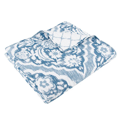 Becker Coastal Blue Quilted Throw - Coastal Throw Blanket