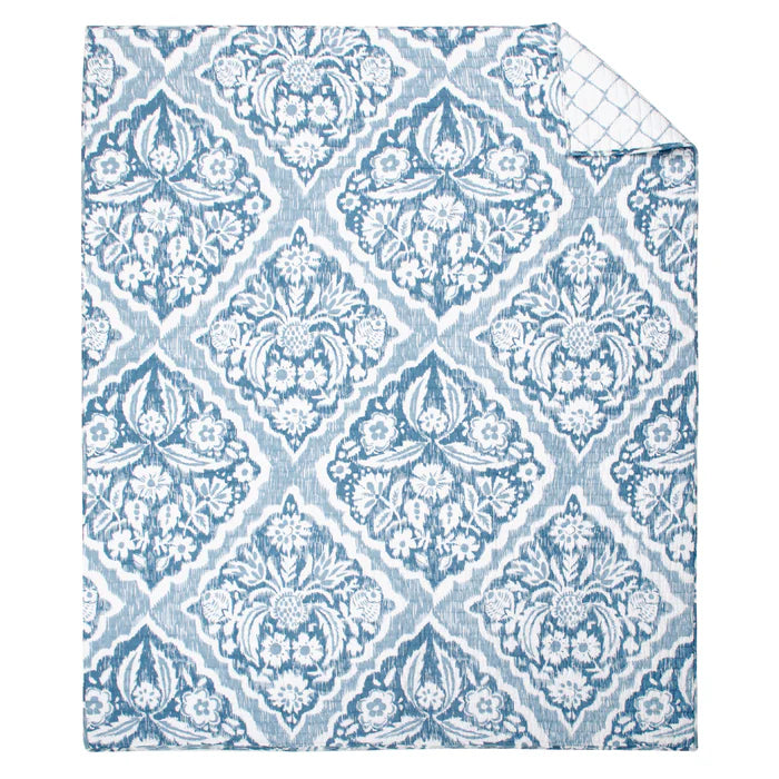 Becker Coastal Blue Quilted Throw - Coastal Throw Blanket