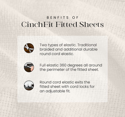 CinchFit USA Luxury Shallow Pockets Sheet Sets - Low Profile 9" Inch Depth 600TC 100% Cotton - Double Elastic Sheets
