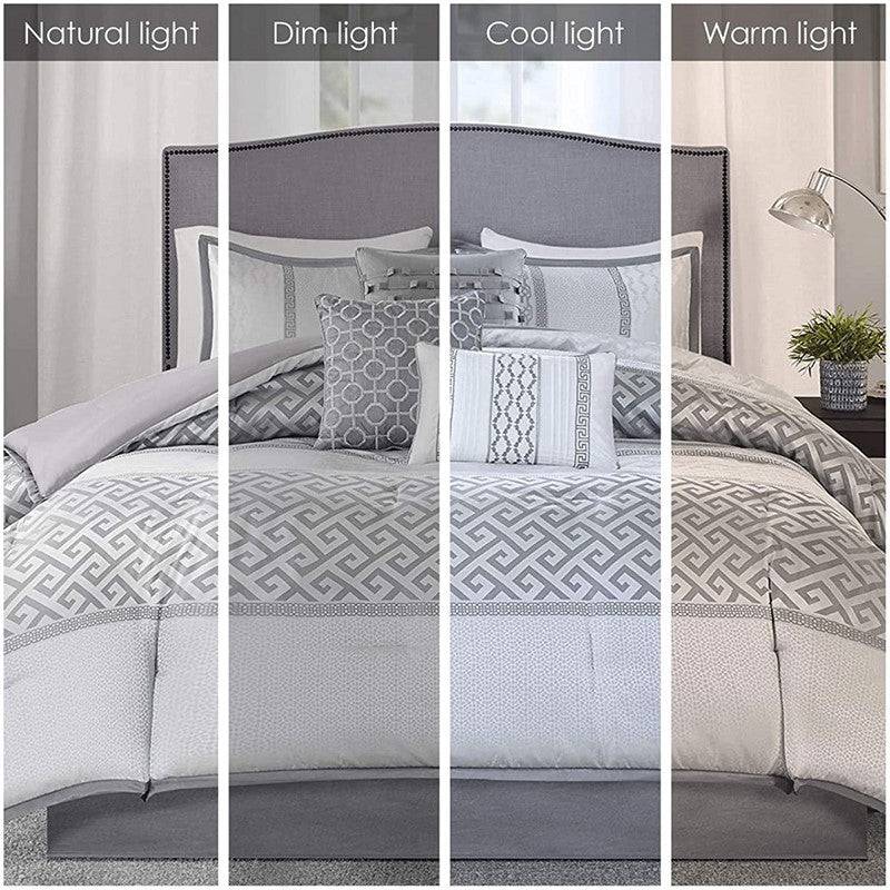 Bennett 7 Piece Jacquard Comforter Set – Grey - Quahog Bay Bedding