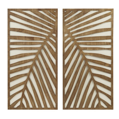 Birch Botanical Two-tone Wood Panel Wall Décor Set - Palm Fronds - Coastal Wall Decor