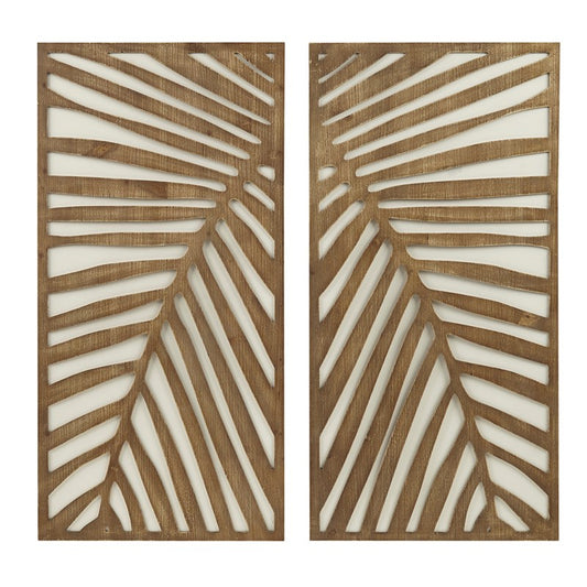 Birch Botanical Two-tone Wood Panel Wall Décor Set - Palm Fronds - Coastal Wall Decor