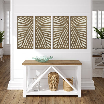 Birch Botanical Two-tone Wood Panel Wall Décor Set - Palm Fronds - Coastal Wall Decor
