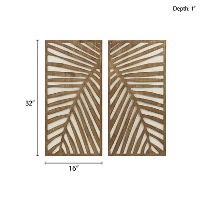 Birch Botanical Two-tone Wood Panel Wall Décor Set - Palm Fronds - Coastal Wall Decor