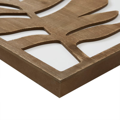 Birch Botanical Two-tone Wood Panel Wall Décor Set - Monstera - Coastal Wall Decor