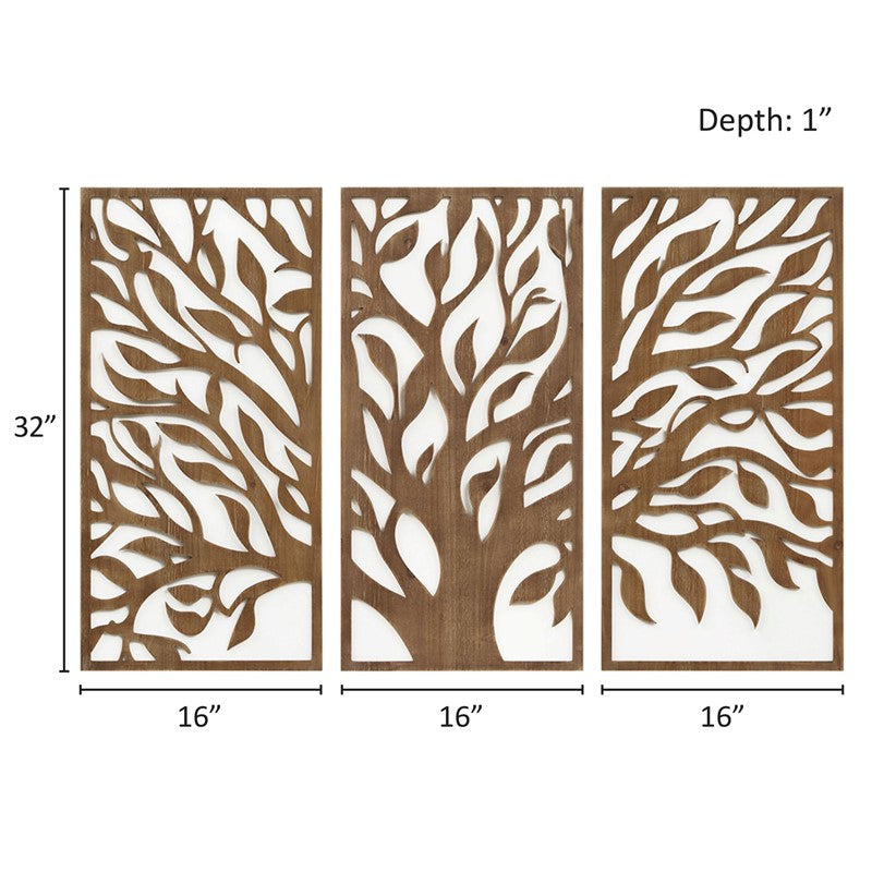 Birch Botanical Two-tone Wood Panel Wall Décor Set - Tree Of Life