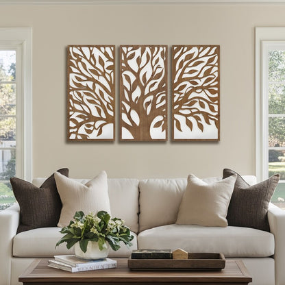 Birch Botanical Two-tone Wood Panel Wall Décor Set - Tree Of Life