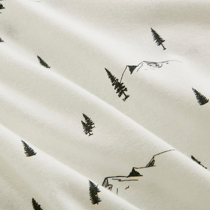 Woolrich 100% Cotton Printed Flannel Sheet Set - Black Pine Trees