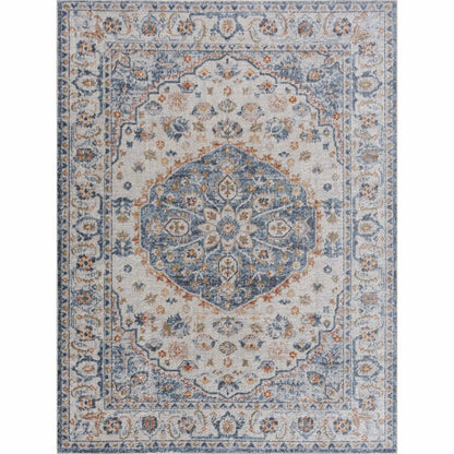 Blue Cream Hiti Washable area rug - Clearance - Quahog Bay Bedding