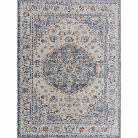 Blue Cream Hiti Washable area rug - Clearance - Quahog Bay Bedding