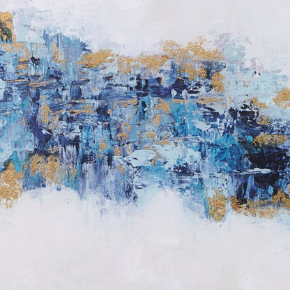 Blue Drift Abstract 5-piece Gallery Framed Canvas - Coastal Wall Decor