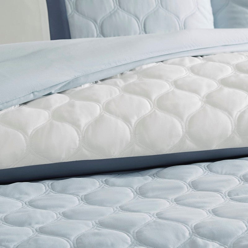 Embroidered Medallion Comforter Set -  Blue Medallion Bedding Set - 8PC