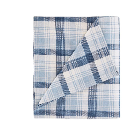 Woolrich 100% Cotton Printed Flannel Sheet Set - Blue Plaid