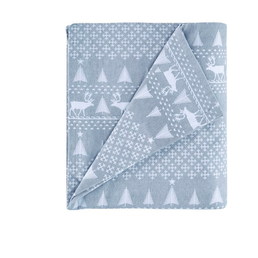 Woolrich 100% Cotton Printed Flannel Sheet Set - Blue Winter Frost