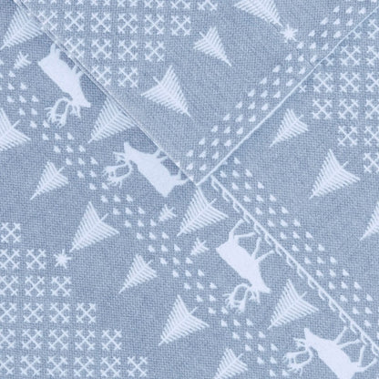 Woolrich 100% Cotton Printed Flannel Sheet Set - Blue Winter Frost