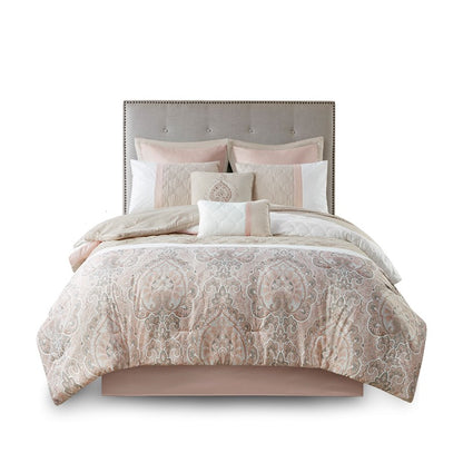 510 Design Shawnee Blue Medallion Comforter Set 8PC Blush