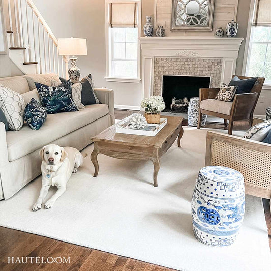 Brockton Solid Light Beige Wool Rug