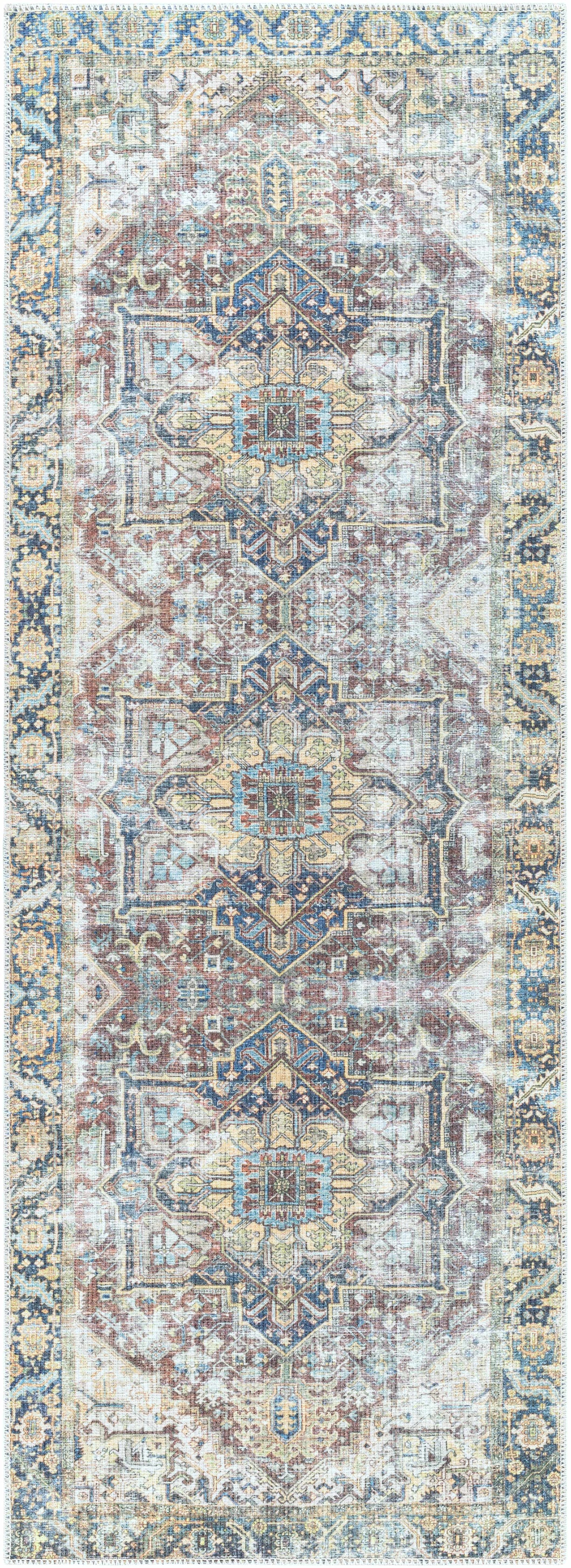 Blue Catigpian Distressed Washable Area Rug - Clearance