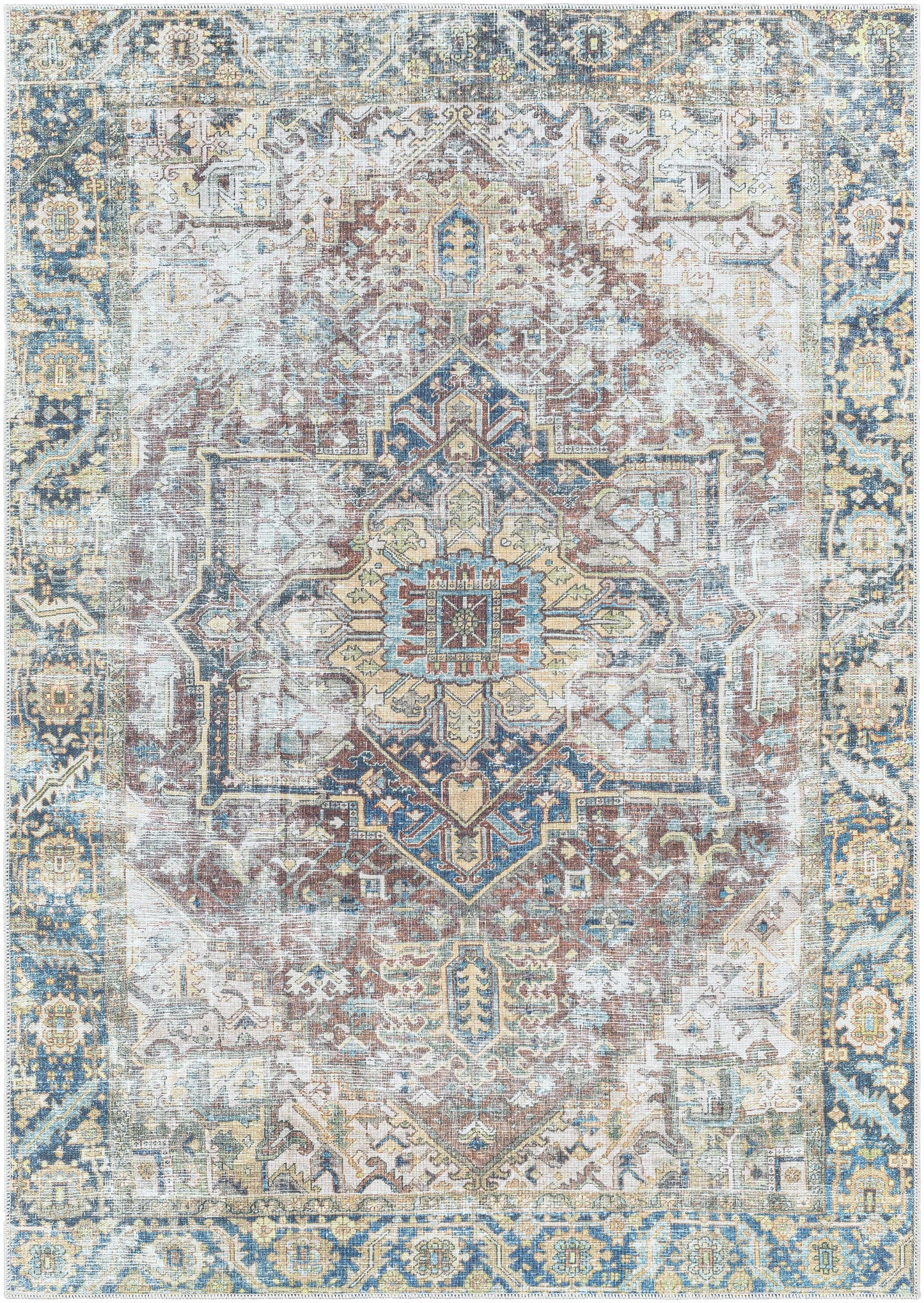 Blue Catigpian Distressed Washable Area Rug - Clearance