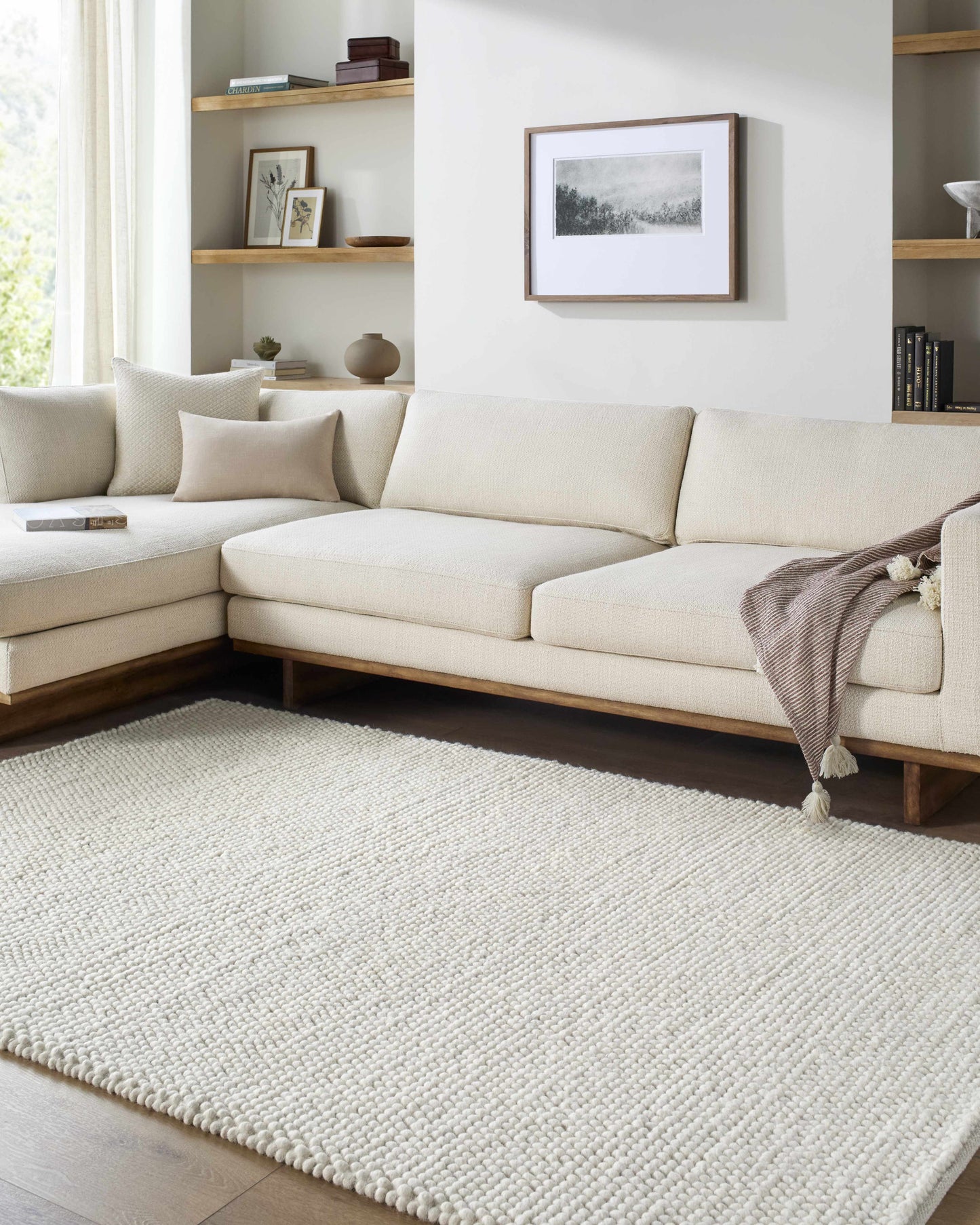 Clayne Beige Premium Wool Area Rug