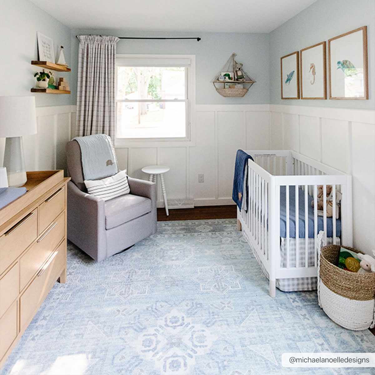 Calderbank Sky Blue Wool-Blend Area Rug