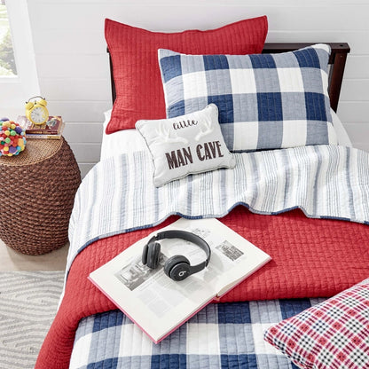Camden Quilt Set - Checkered Quilt Sets - Navy & White Checks