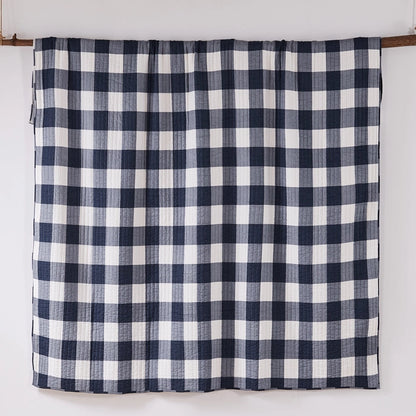 Camden Quilt Set - Checkered Quilt Sets - Navy & White Checks