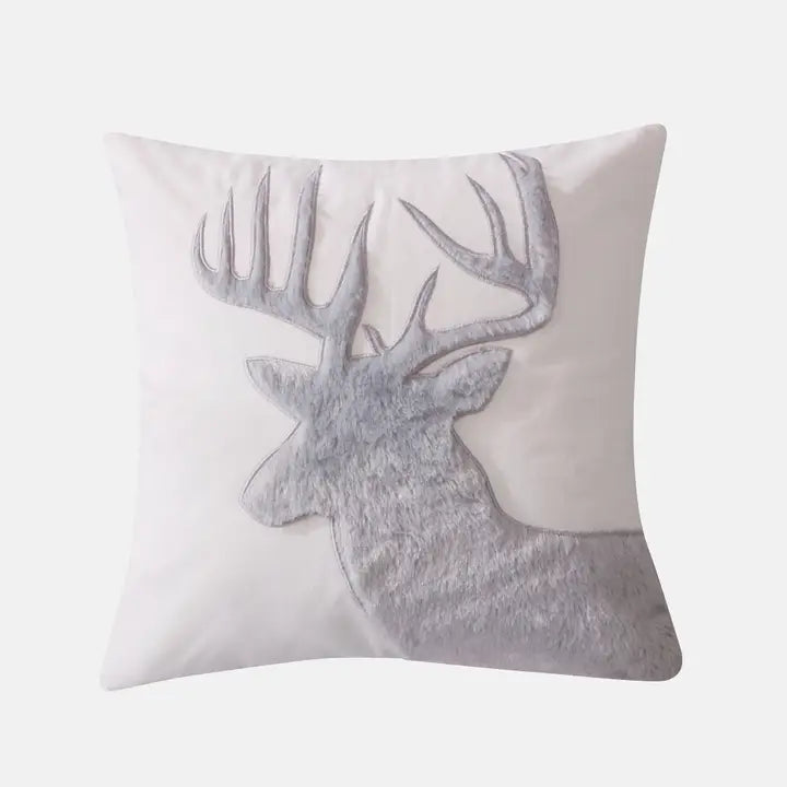 Camden Grey Faux Fur Moose Pillow - Fall Themed Bedding