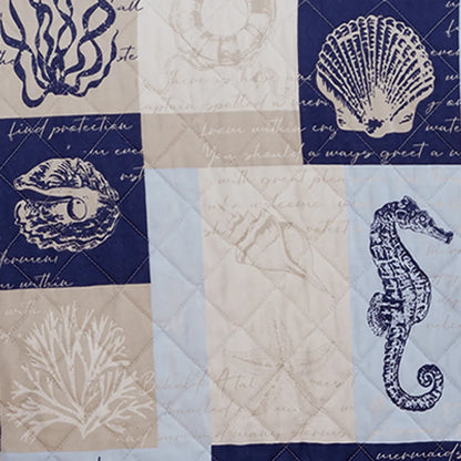 Sale! Queen Coastal Caspian Patchwork Quilt Set 3PC - Lightweight Microfiber