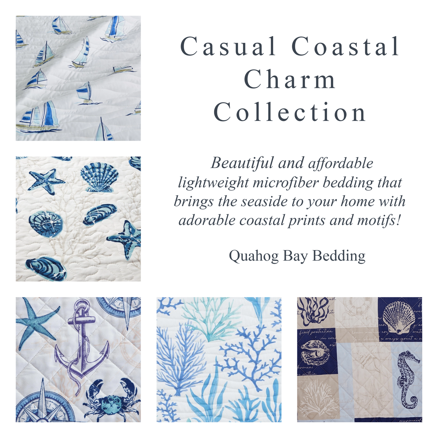 Sale! Queen Coastal Catalina Quilt Set 3PC - Lightweight Microfiber