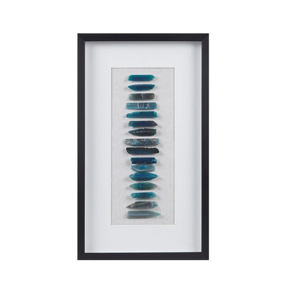 Cerulean Stones Framed Blue Agate Shadowbox - Coastal Wall Decor