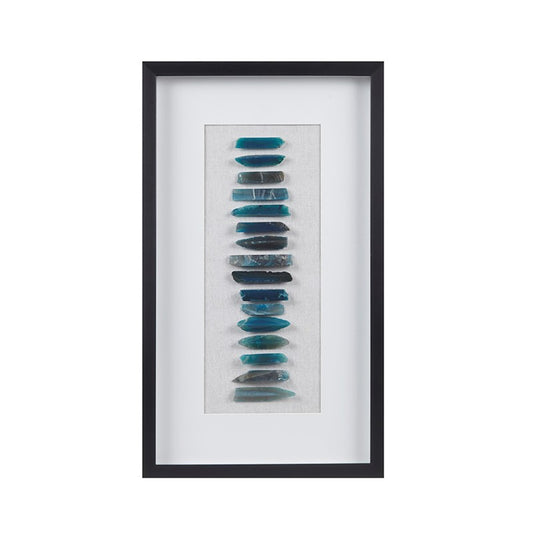 Cerulean Stones Framed Blue Agate Shadowbox - Coastal Wall Decor