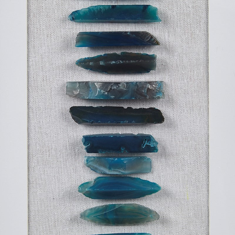Cerulean Stones Framed Blue Agate Shadowbox - Coastal Wall Decor