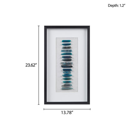 Cerulean Stones Framed Blue Agate Shadowbox - Coastal Wall Decor
