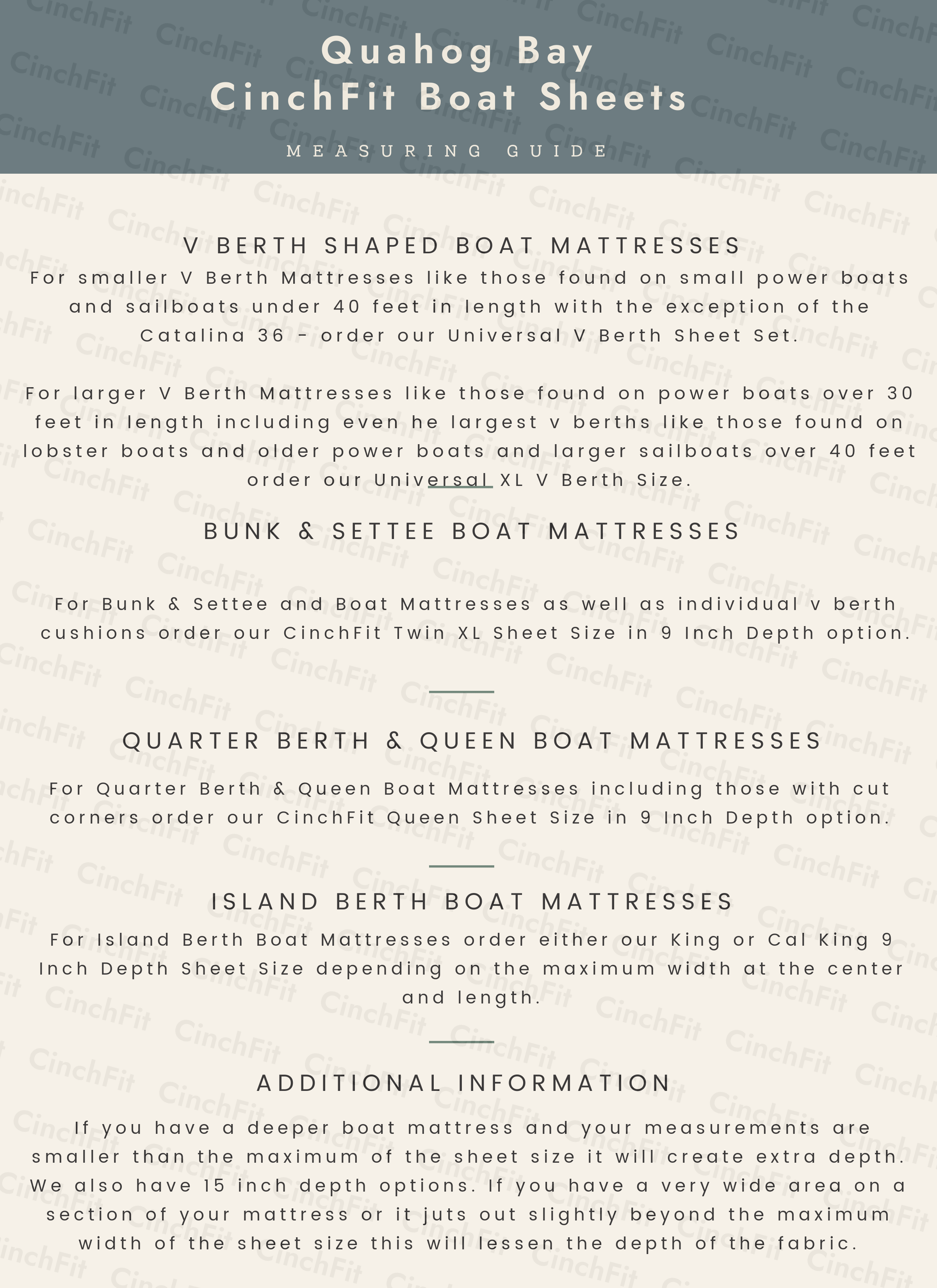 CinchFit Universal V Berth Sheets 600TC 100% Cotton American Made Cord Elastic Sheets - Quahog Bay Bedding