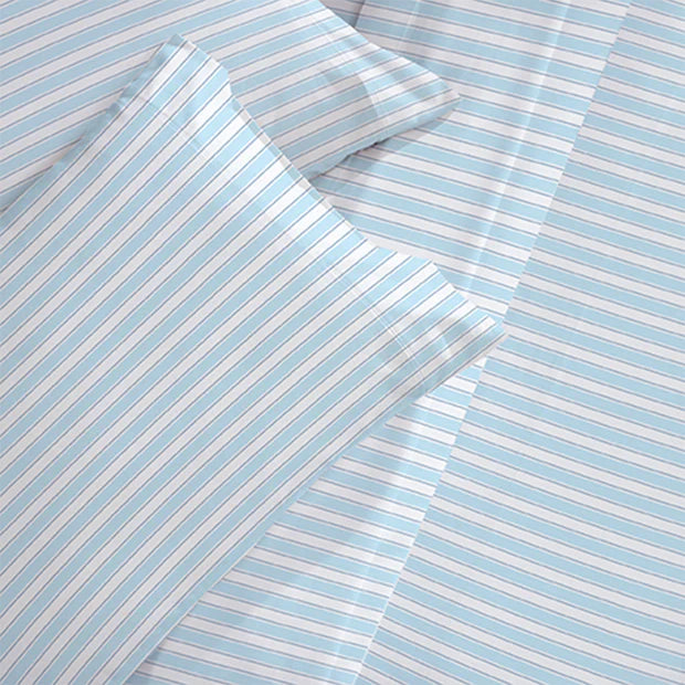 CinchFit American Made Coastal Blue And White Cape Stripe Sheets 400TC Cotton