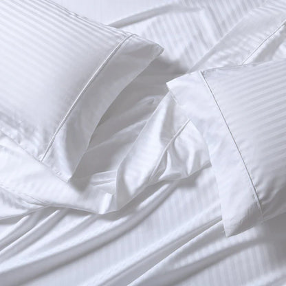 CinchFit American Made Split Top King Sheets - No Tear 600TC Cotton Stripe Cord Elastic Sheets