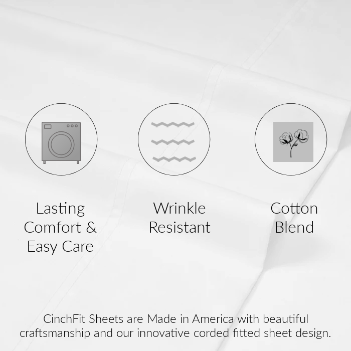 SALE - CinchFit No Tear Stripe 650TC Cotton Blend Split Top Cal King Sheets, Stay On, Adjustable, Cord Elastic Sheets