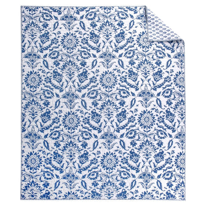 Clara Blue Quilted Throw - Coastal Throw Blanket